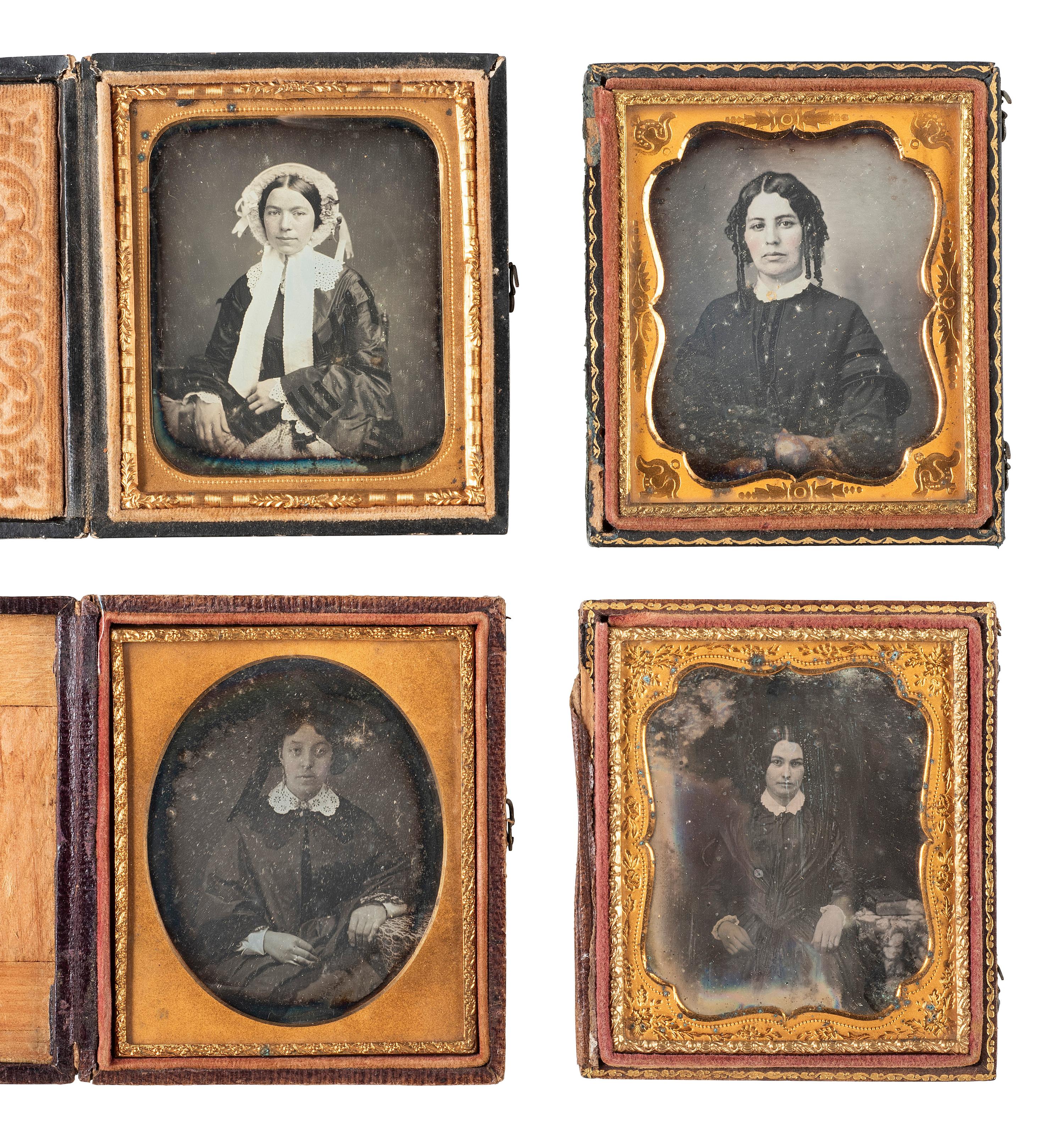 [EARLY PHOTOGRAPHY]. 28 sixth plate daguerreotypes of lovely young women.
