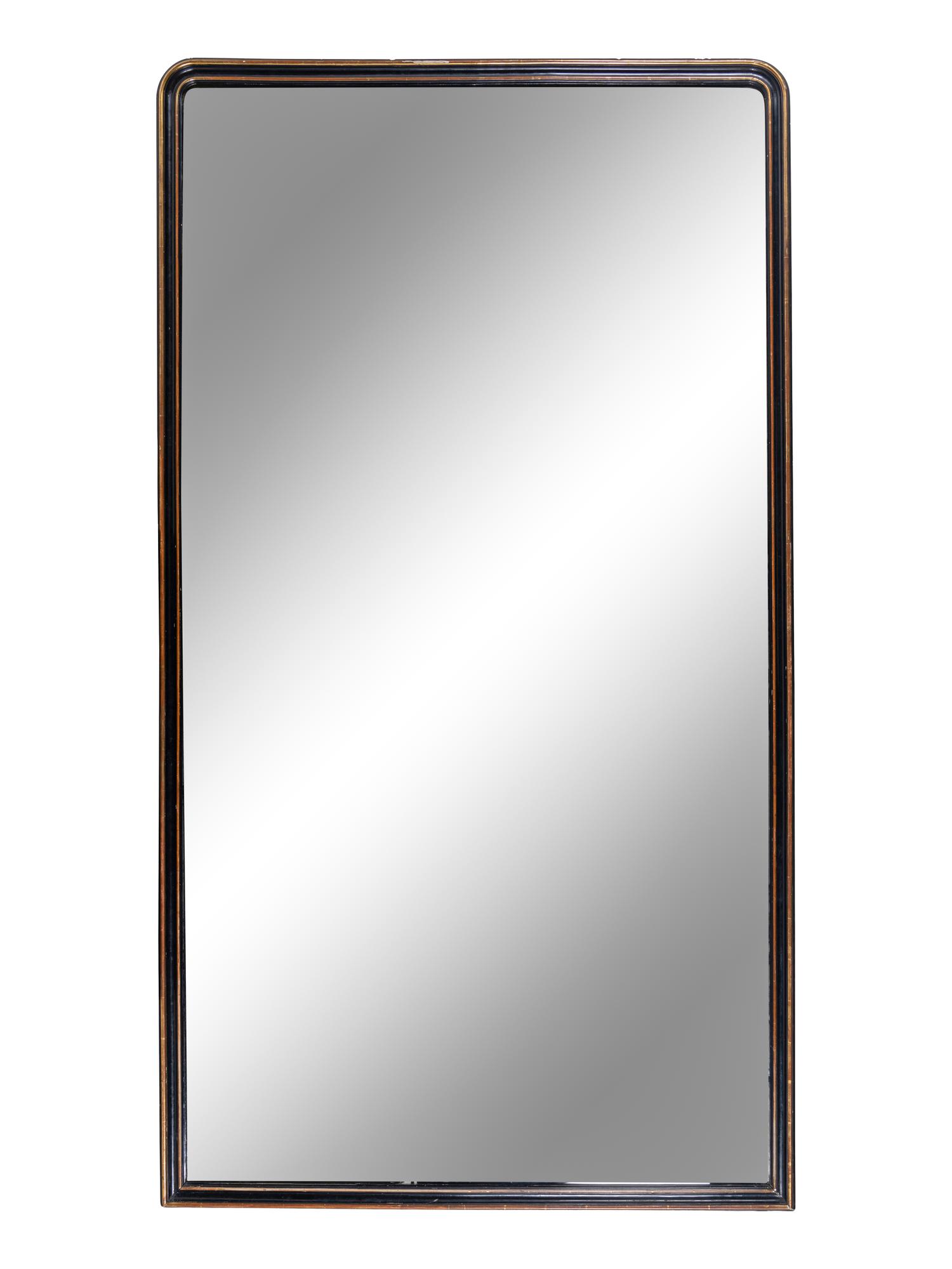 A Large Continental Gilt and Ebonized Overmantel Mirror