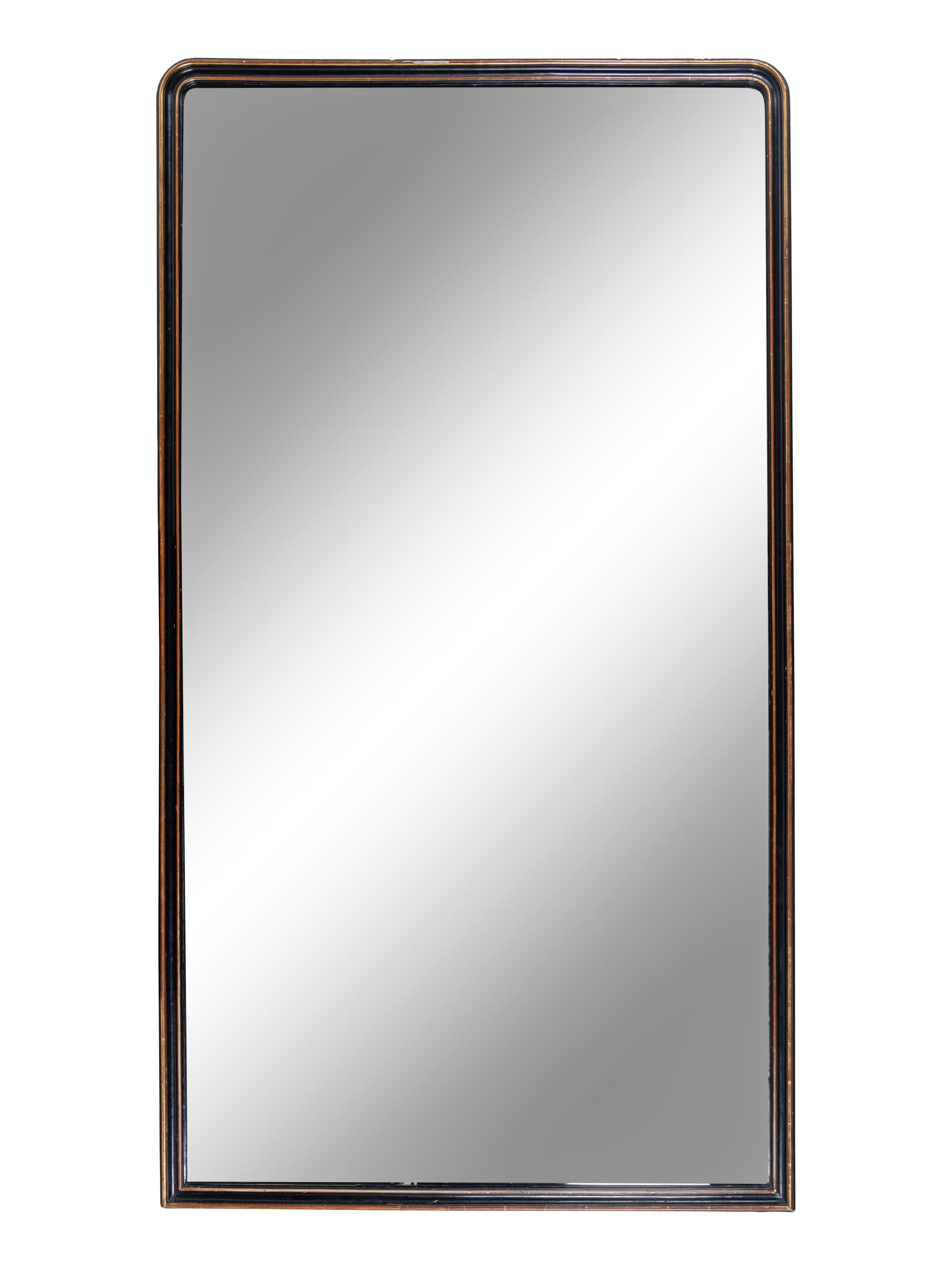 A Large Continental Gilt and Ebonized Overmantel Mirror