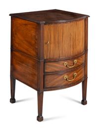 A Pair of George III Mahogany and Satinwood Bedside Cupboards
