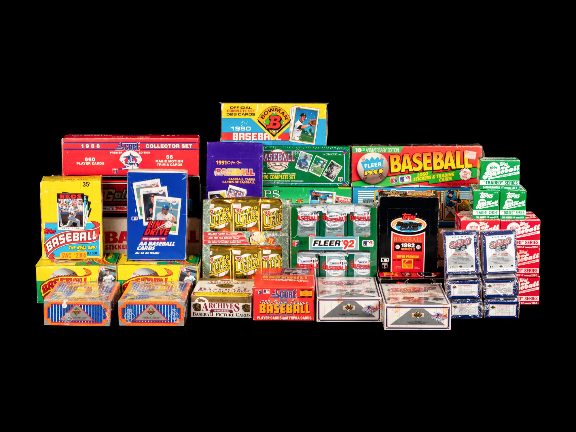 A Large Group of Assorted 1980s and 1990s Baseball Cards Including Complete Sets and Unopened Material,