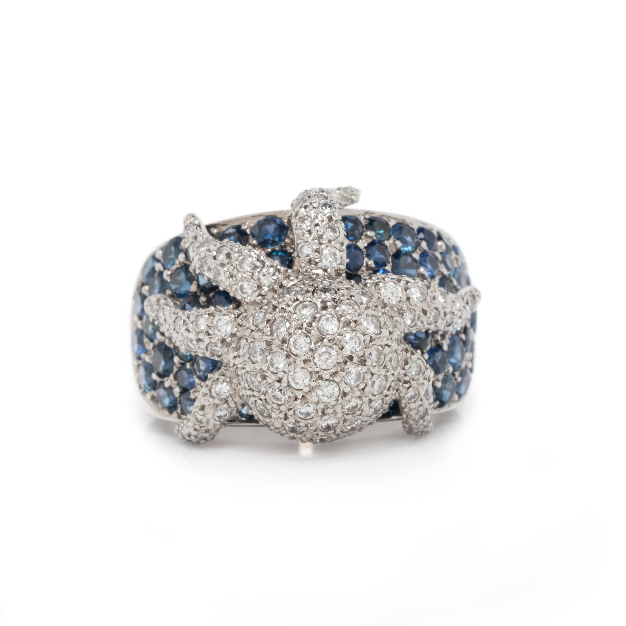 SAPPHIRE AND DIAMOND OCTOPUS RING