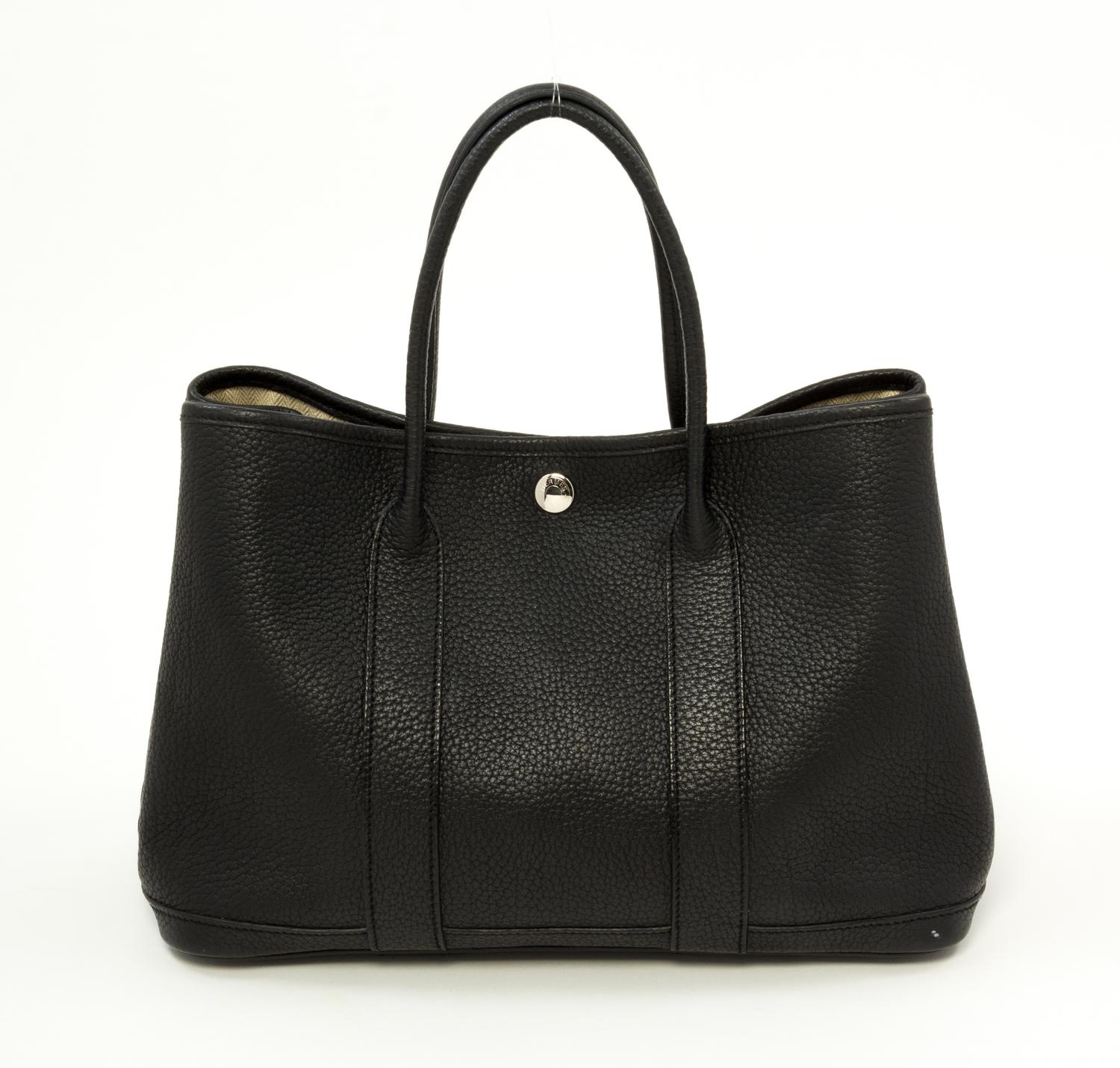 Hermès Black Clemence TPM Garden Party Bag, 2009 12" x 8.5" x 5"