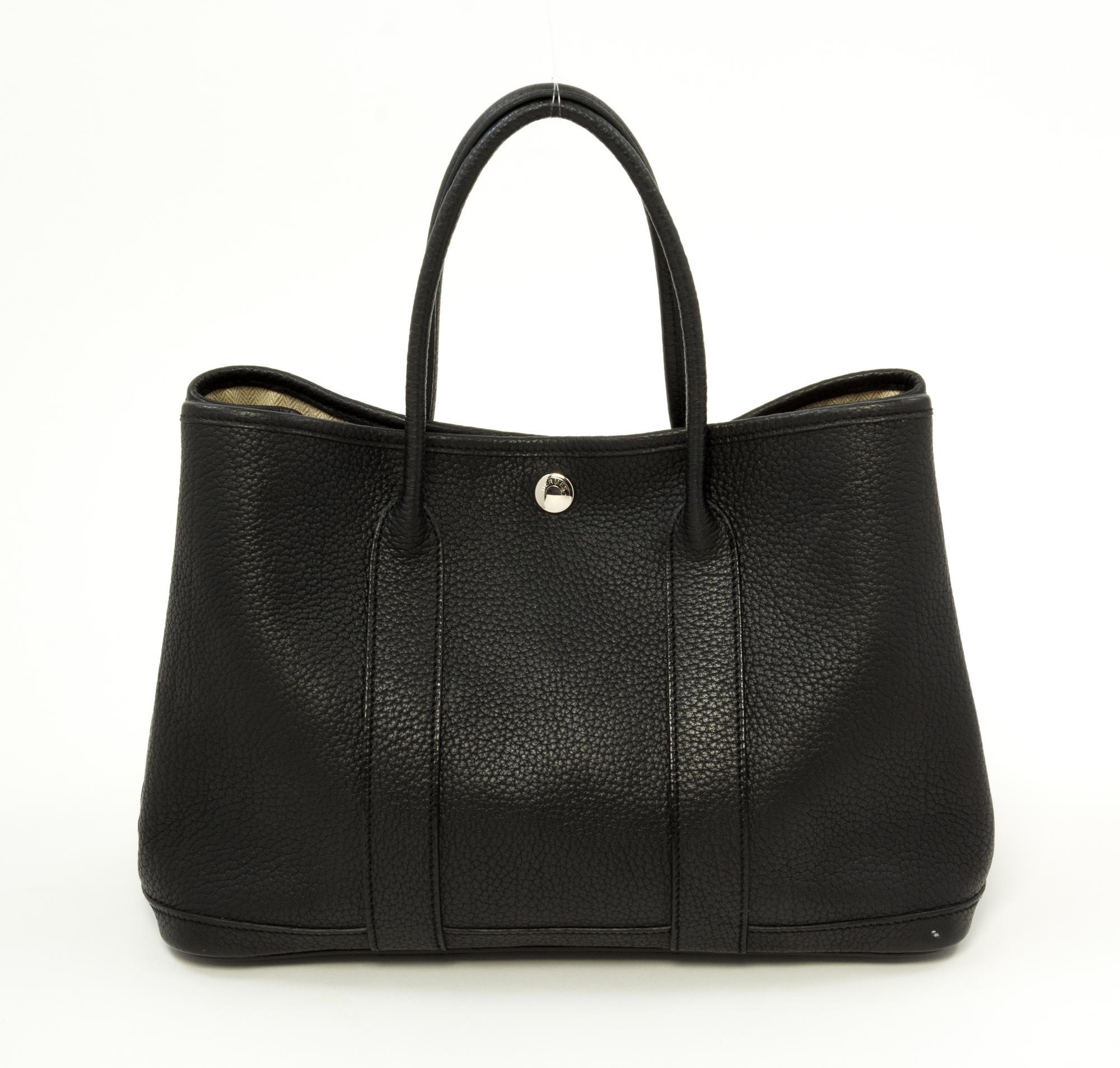 Hermès Black Clemence TPM Garden Party Bag, 2009 12" x 8.5" x 5"