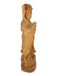 A Carved Wood Figure of Guanyin
