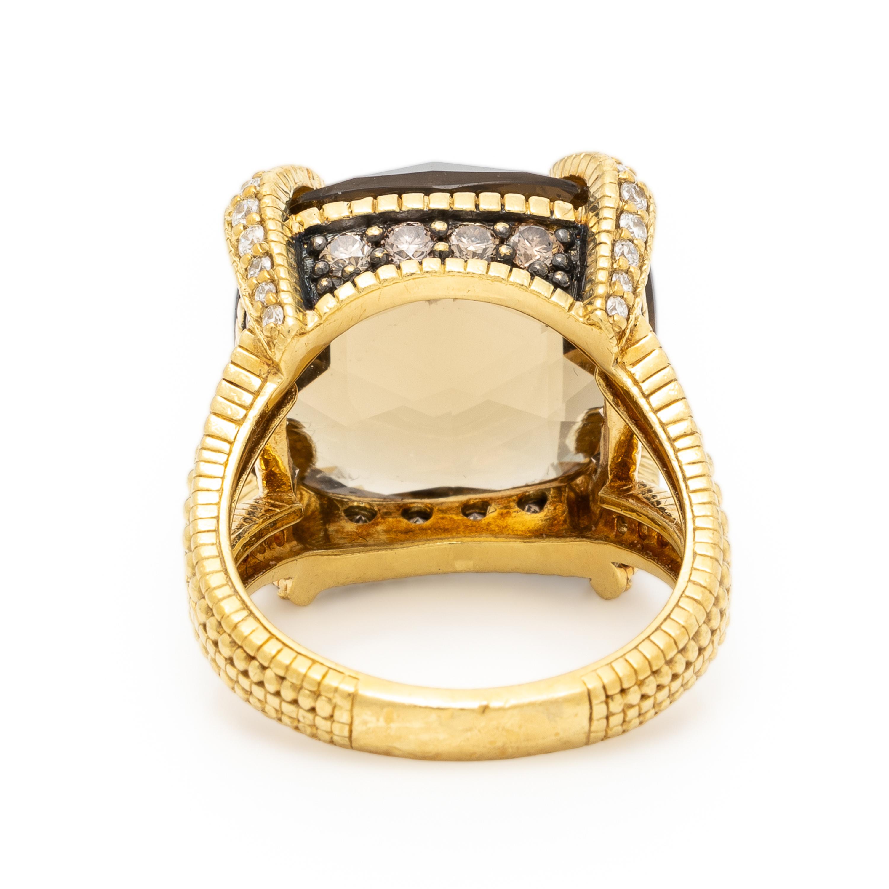 Judith Ripka, Smoky Quartz and Diamond Ring