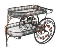 A Salterini Wrought Iron and Glass Palm Springs Pattern Bar Cart — 20TH CENTURY