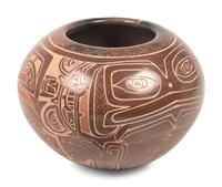 Sienna Jar, with Sgraffito Northwest Coast Imagery