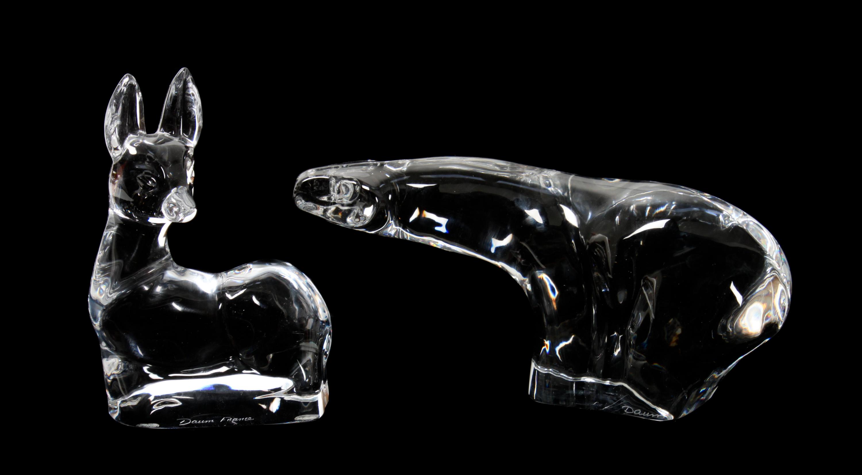 Two Daum Glass Animals Height of first 5 x length 10 1/2 inches