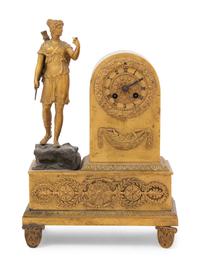 An Empire Gilt Bronze Figural Desk Clock