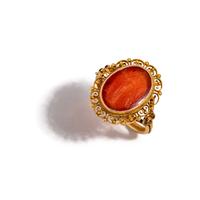 A Roman Carnelian Ring Stone with the Goddess Ceres — Set in a Victorian gold ring