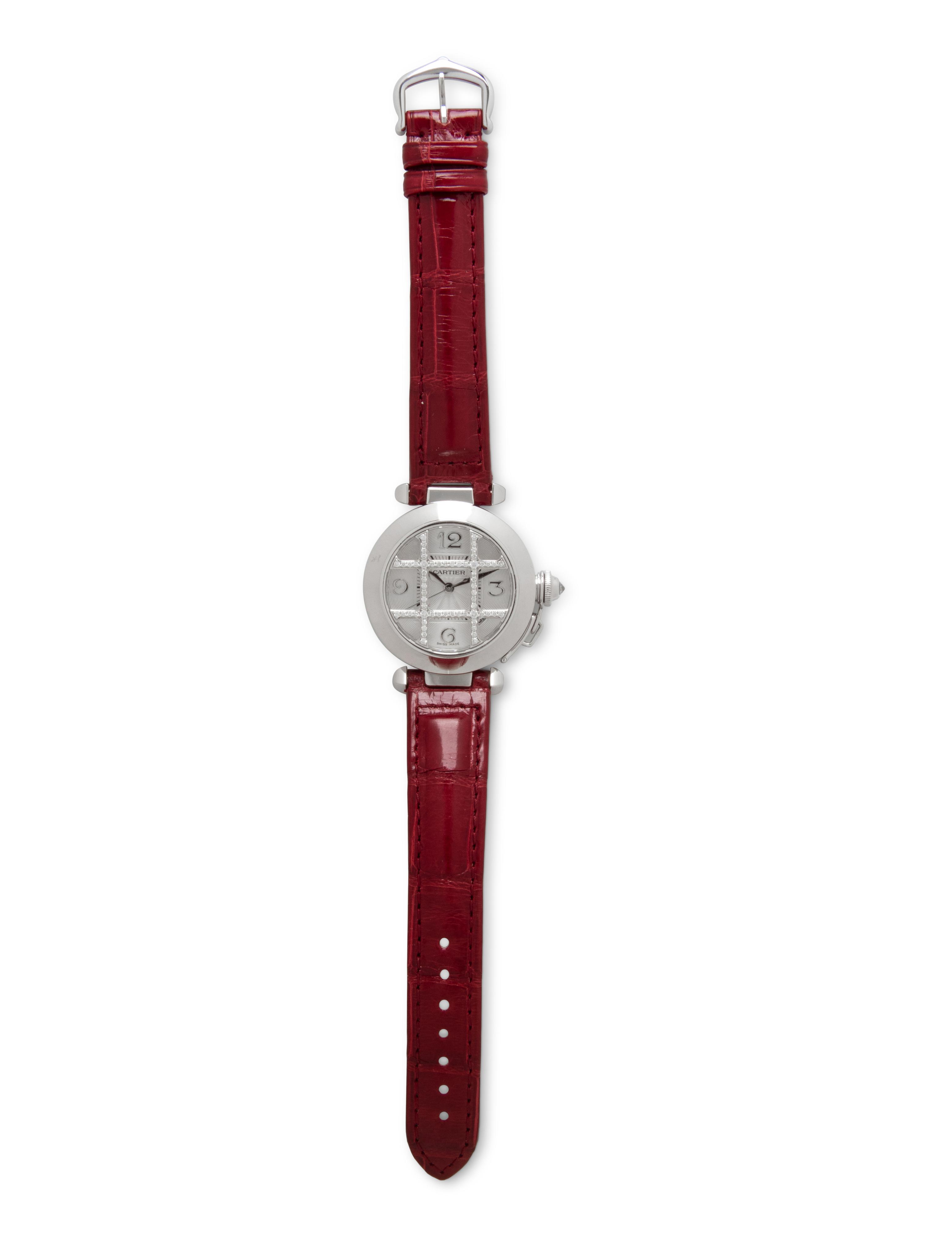 CARTIER, 18K WHITE GOLD AND DIAMOND 'PASHA DE CARTIER' WATCH