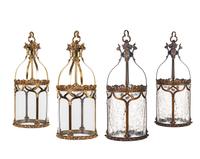 A Set of Four Gothic Style Brass Hall Lanterns