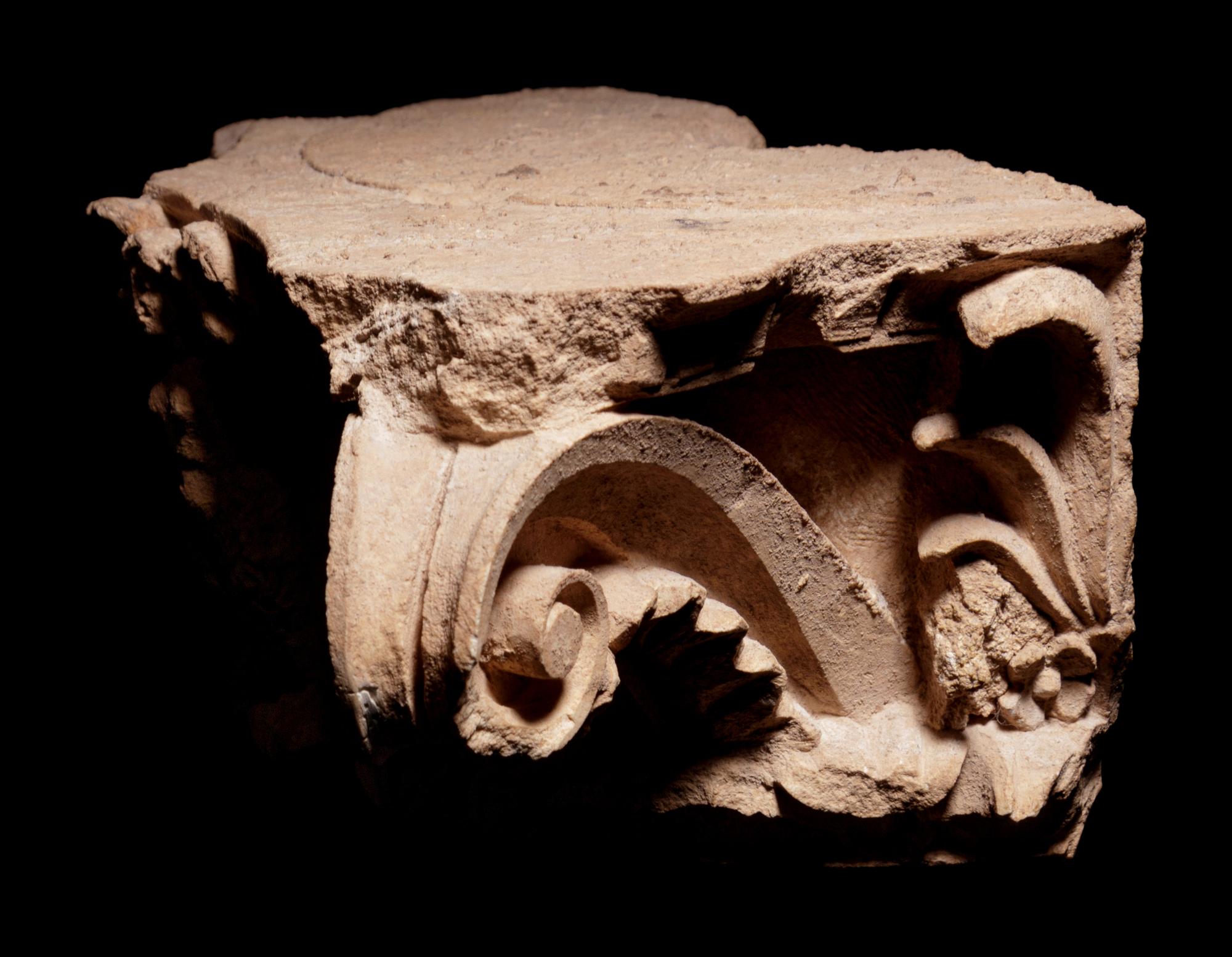 A Tarantine Limestone Column Capital and Base Pilaster