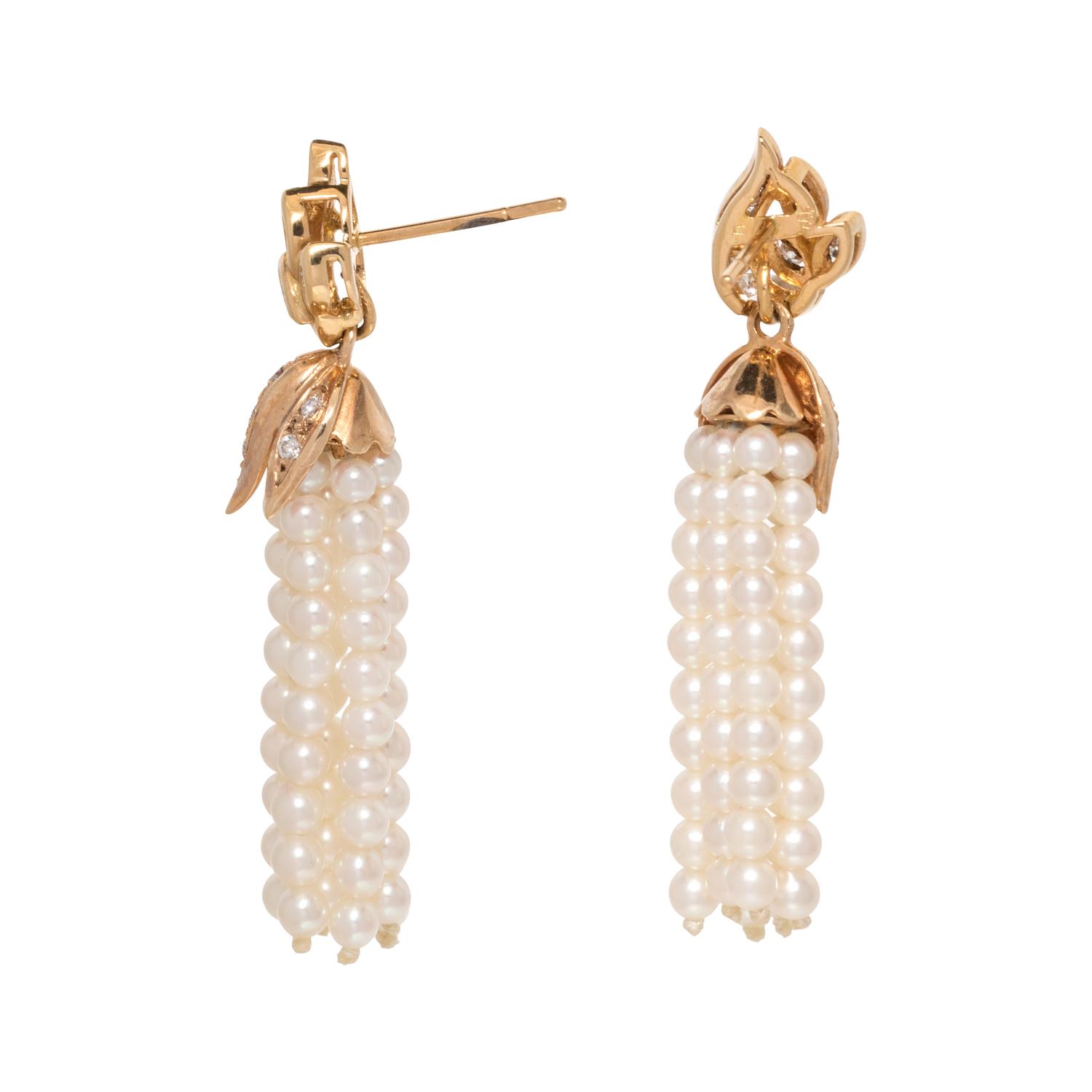 DIAMOND AND CULTURED PEARL EARRINGS