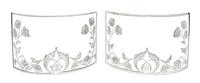 Two Silver Overlay Glass Screens Width 10 inches.