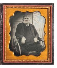 [EARLY PHOTOGRAPHY]. Sixth plate daguerreotype featuring a man in a wheelchair by Charles Yarnall. [Philadelphia], 1856.