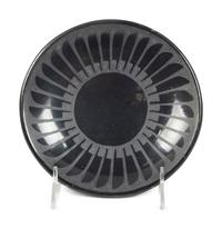 Blackware Pottery Plate, Repeating Feathers