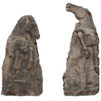 A Pair of Carved Limestone Horses 42" W x 47" D x 98" H — United States, Circa 1920