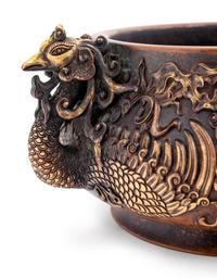 A Chinese Parcel-Gilt Bronze Incense Burner