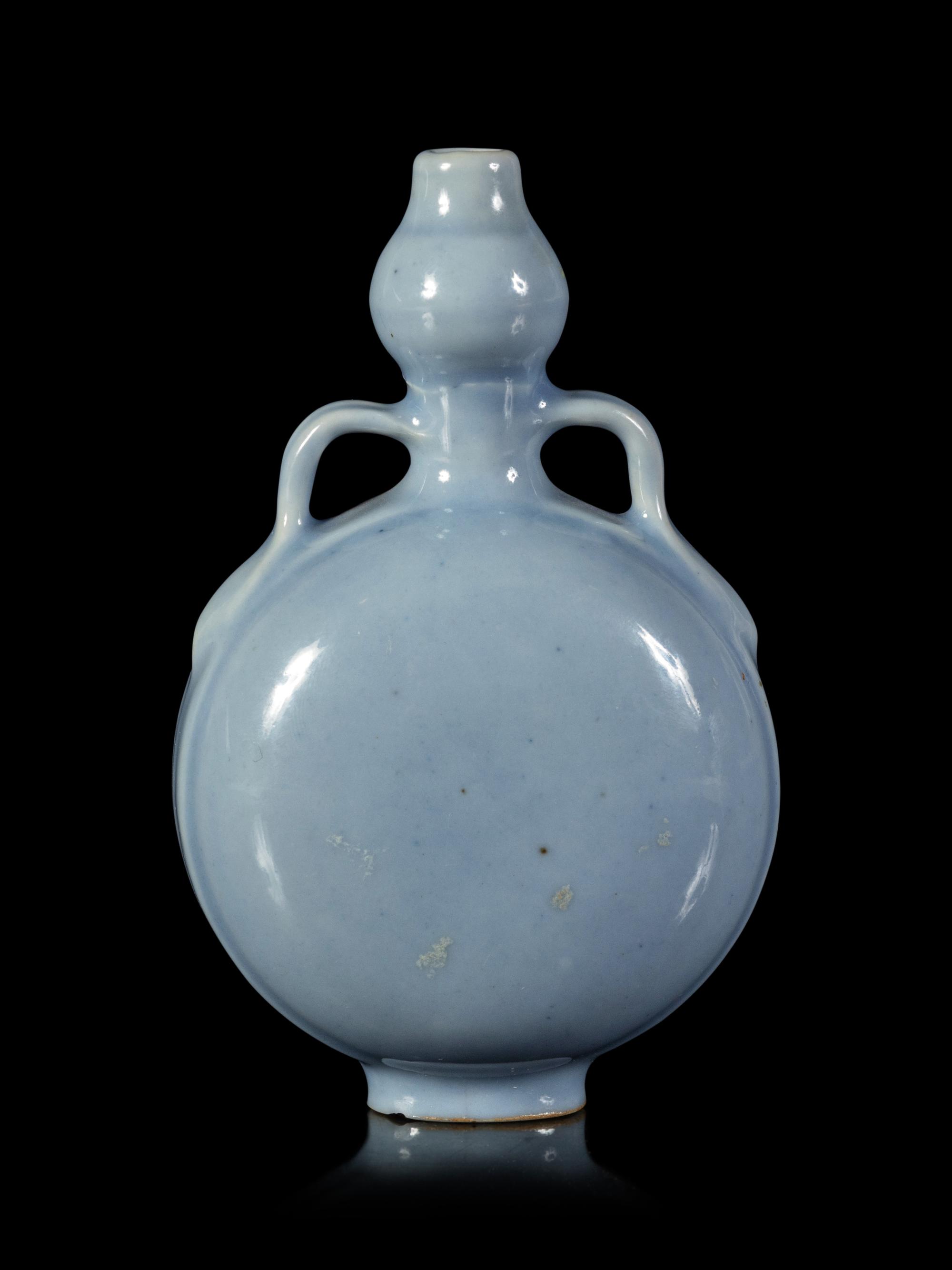 A Clair-de-Lune Glazed Porcelain Miniature Moon Flask