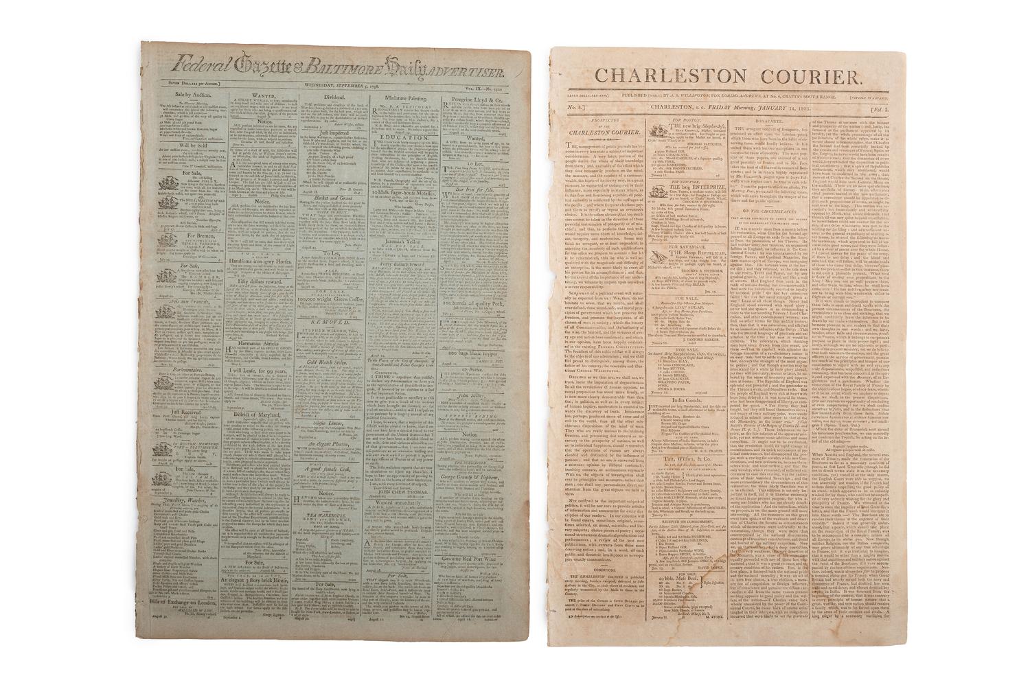 [SLAVERY & ABOLITION]. A group of 12 pre-Civil War newspapers with advertisements for for self-emancipated freedom seekers, comprising: