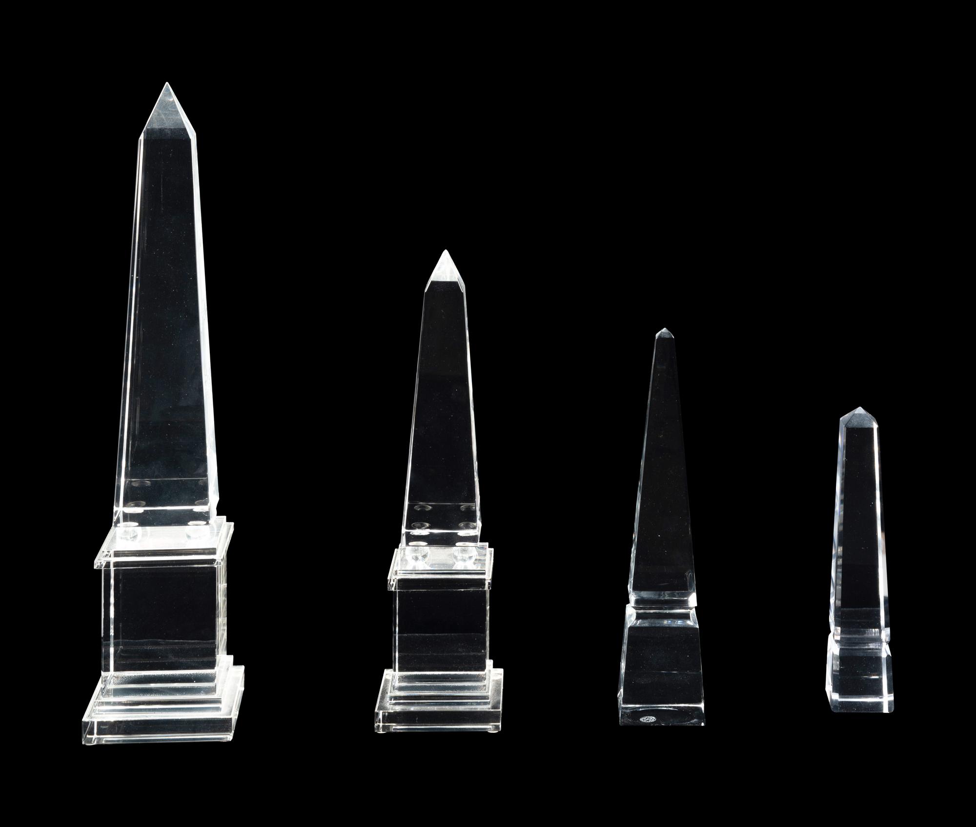 A Group of Four Glass Obelisks