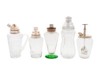 A Group of Five Glass Cocktail Shakers