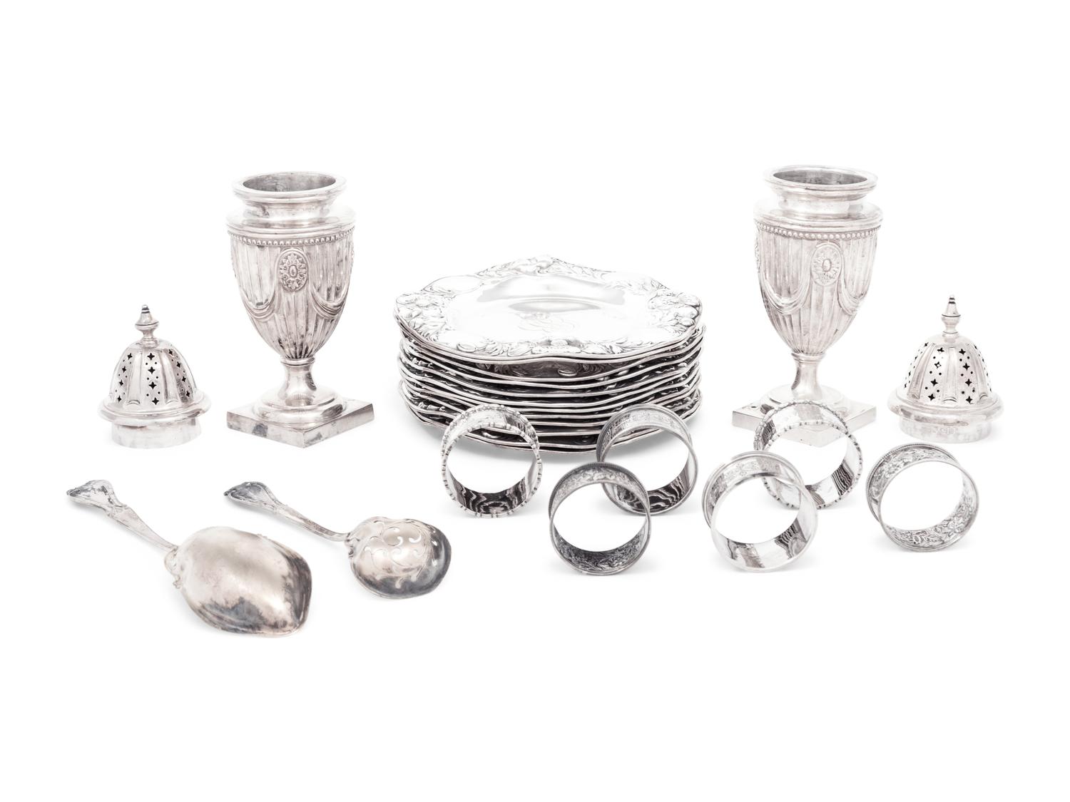 A Group of Twenty-Two Silver Table Articles