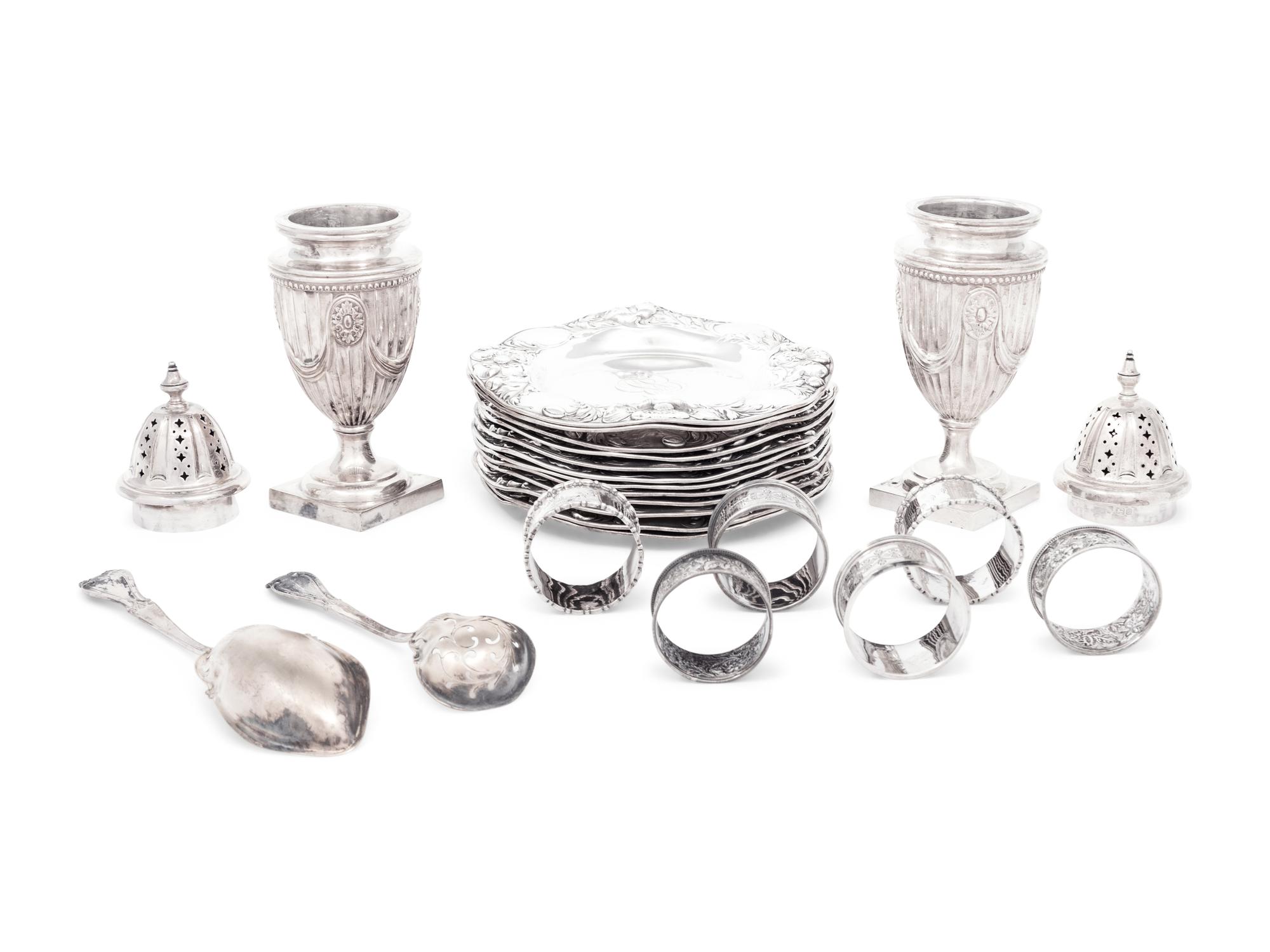 A Group of Twenty-Two Silver Table Articles