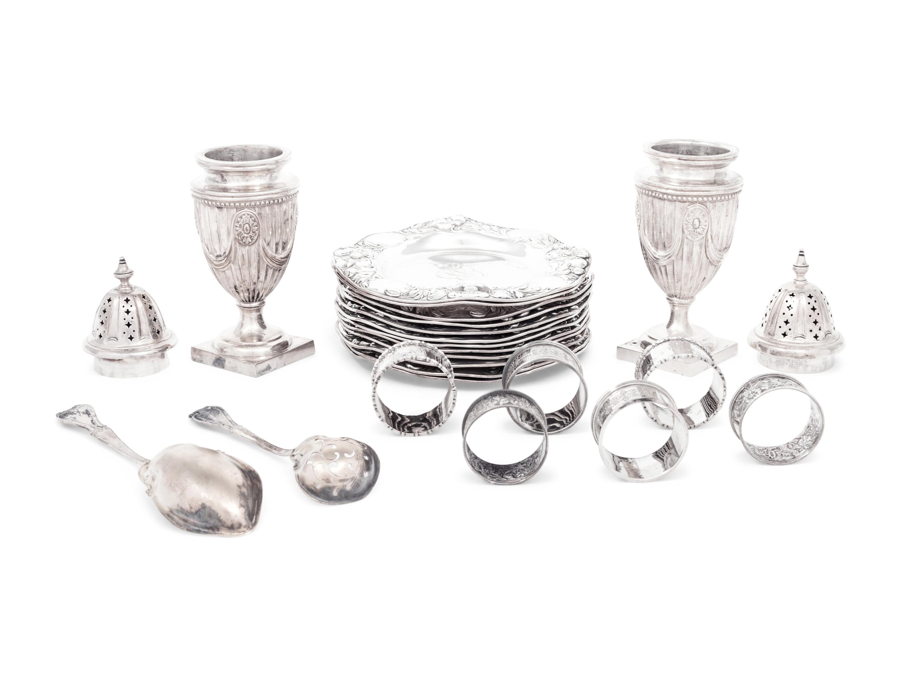 A Group of Twenty-Two Silver Table Articles