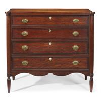 Federal inlaid cherrywood and bird's eye maple chest of drawers New England, circa 1815