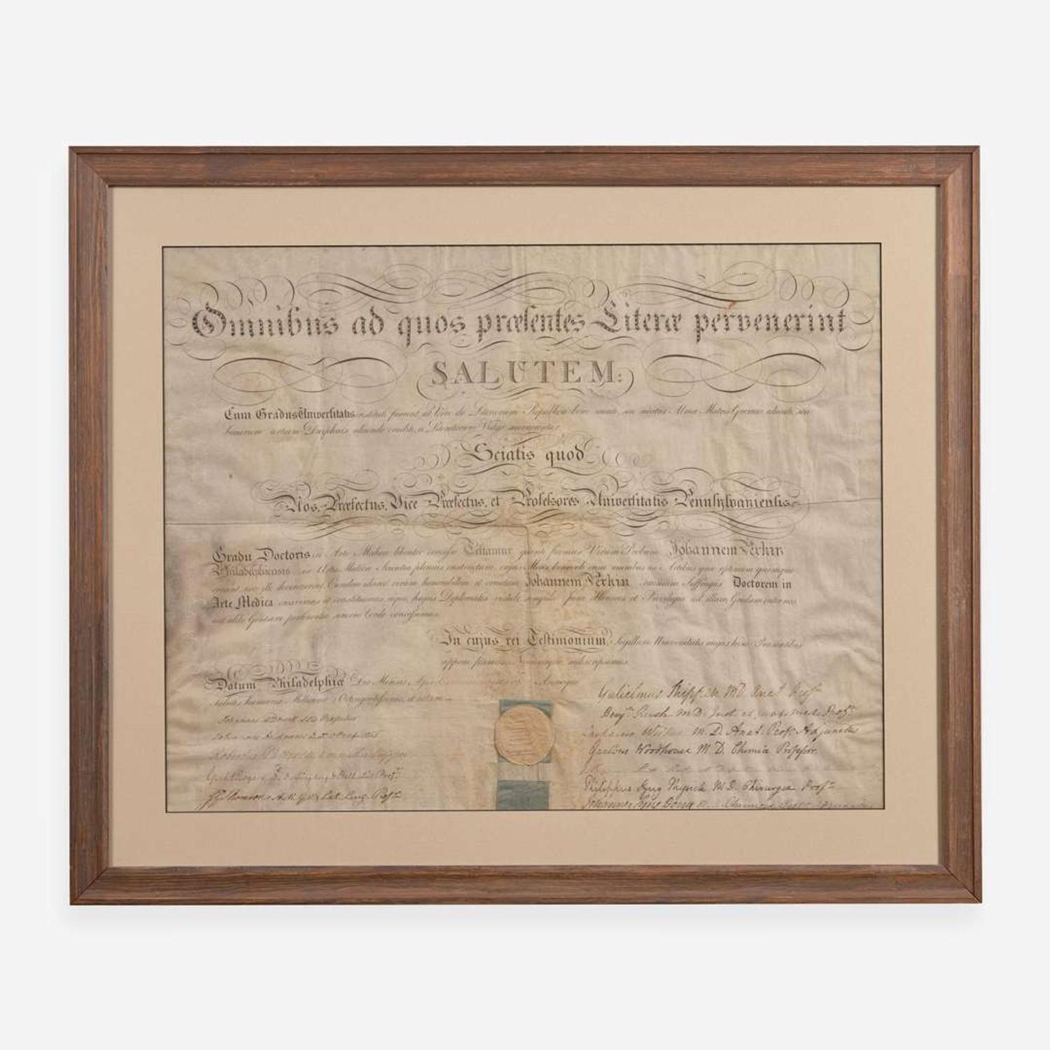 [Declaration of Independence] [Pennsylvania] Rush, Benjamin Partially-Printed Document, signed