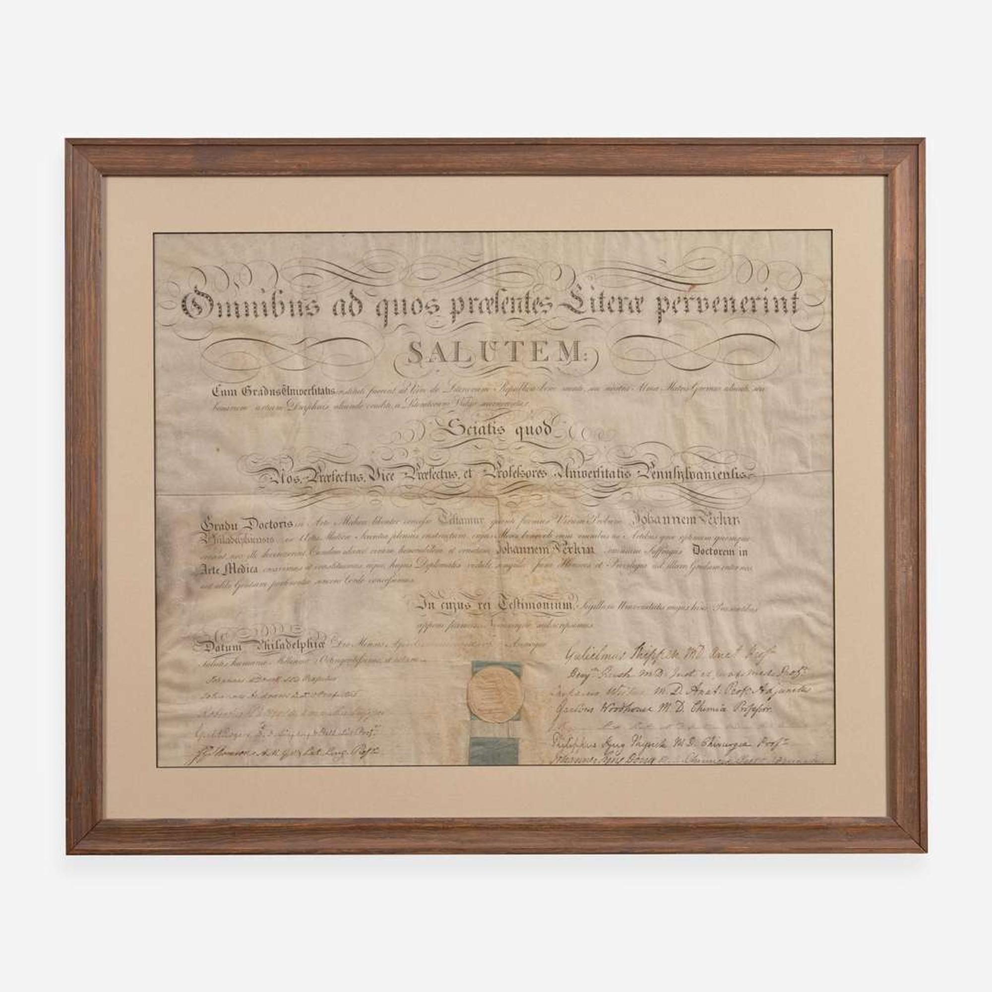 [Declaration of Independence] [Pennsylvania] Rush, Benjamin Partially-Printed Document, signed