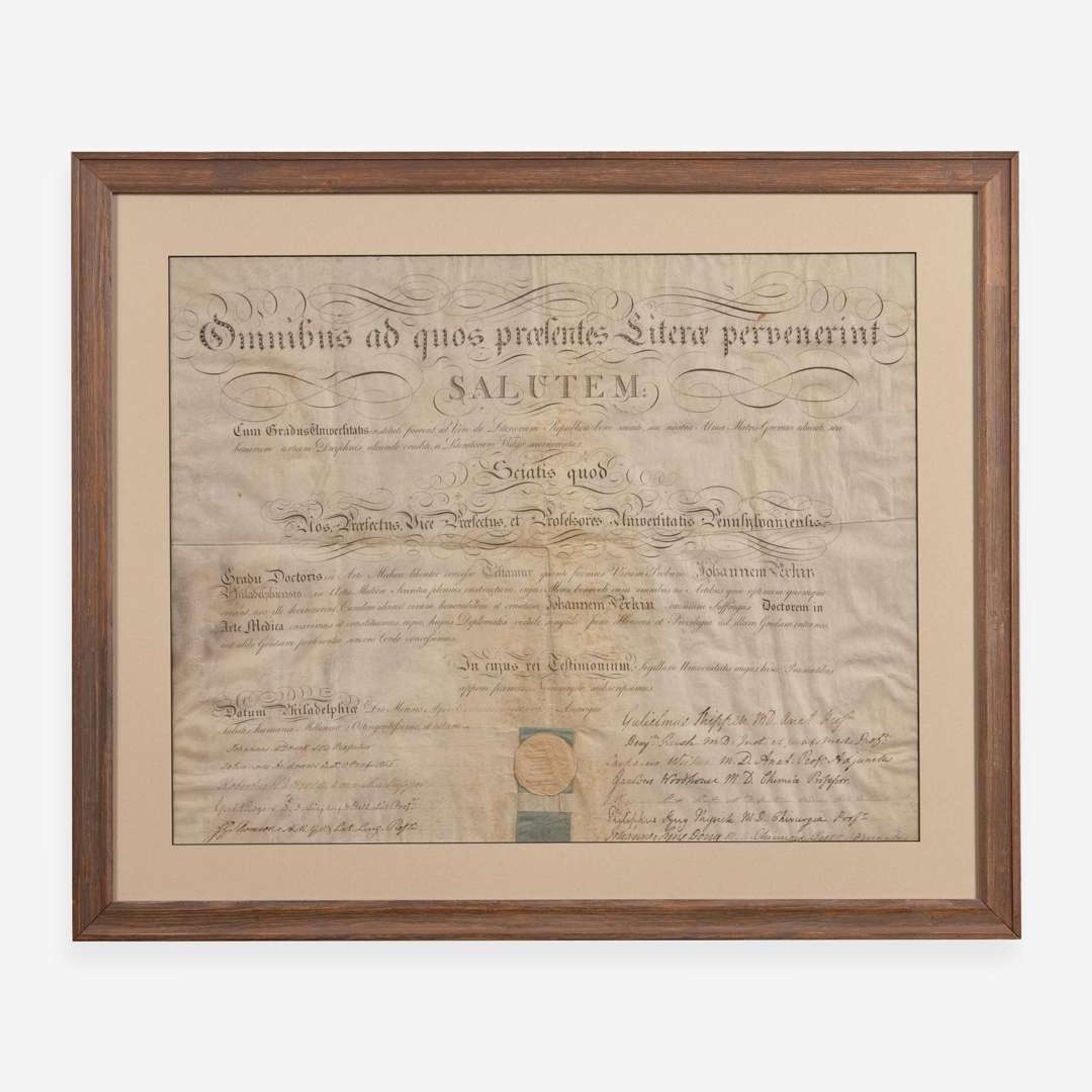 [Declaration of Independence] [Pennsylvania] Rush, Benjamin Partially-Printed Document, signed