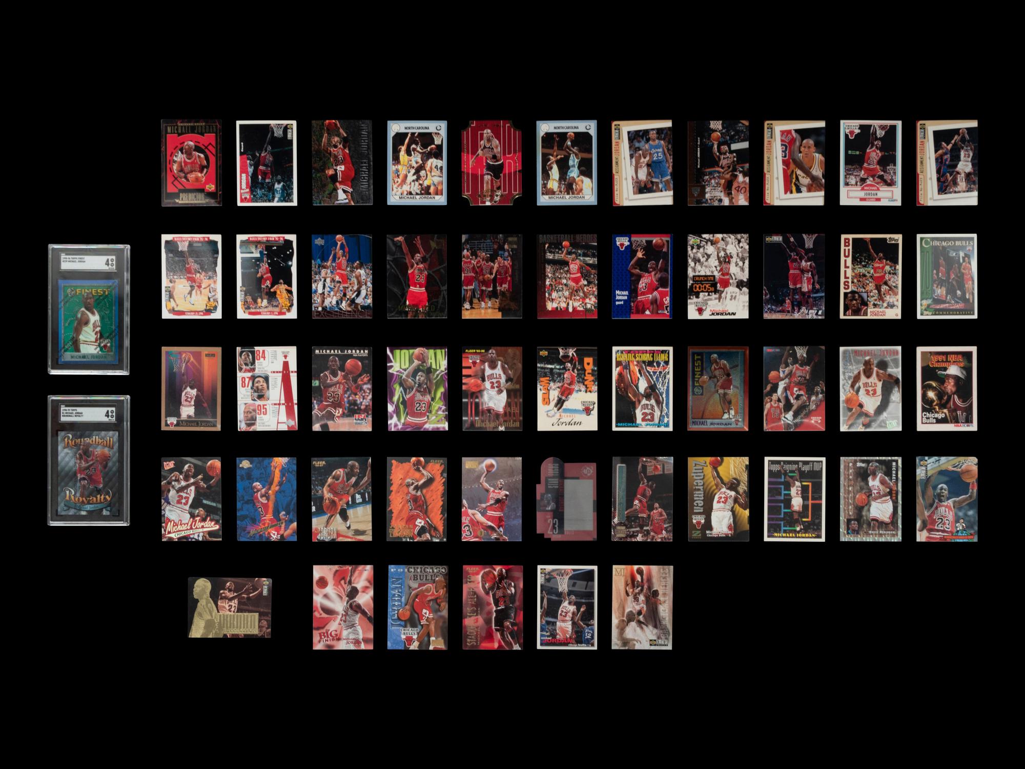 A Group of 50 Assorted Championship Era Michael Jordan Basketball Cards,