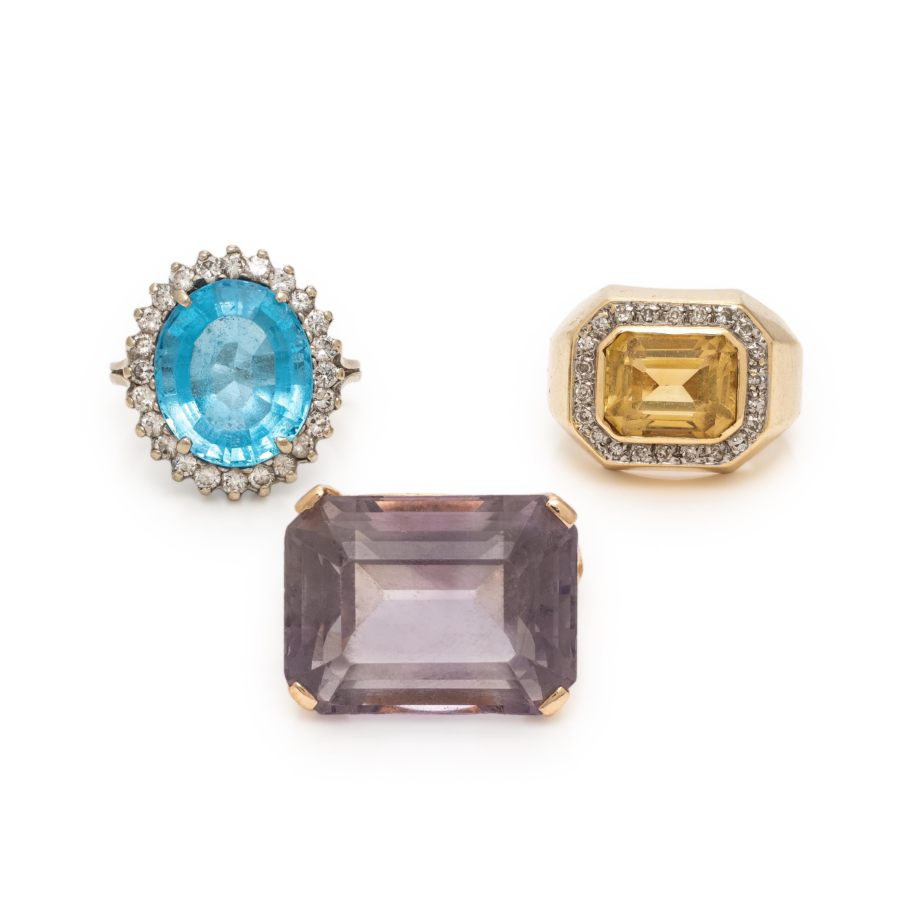 Collection of Three Multigem and Gold Rings