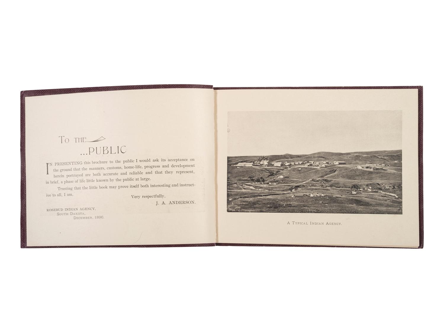 [NATIVE AMERICANS]. ANDERSON, John Alvin (1869-1948). Among the Sioux . Rosebud Agency, SD: J.A. Anderson, 1896.