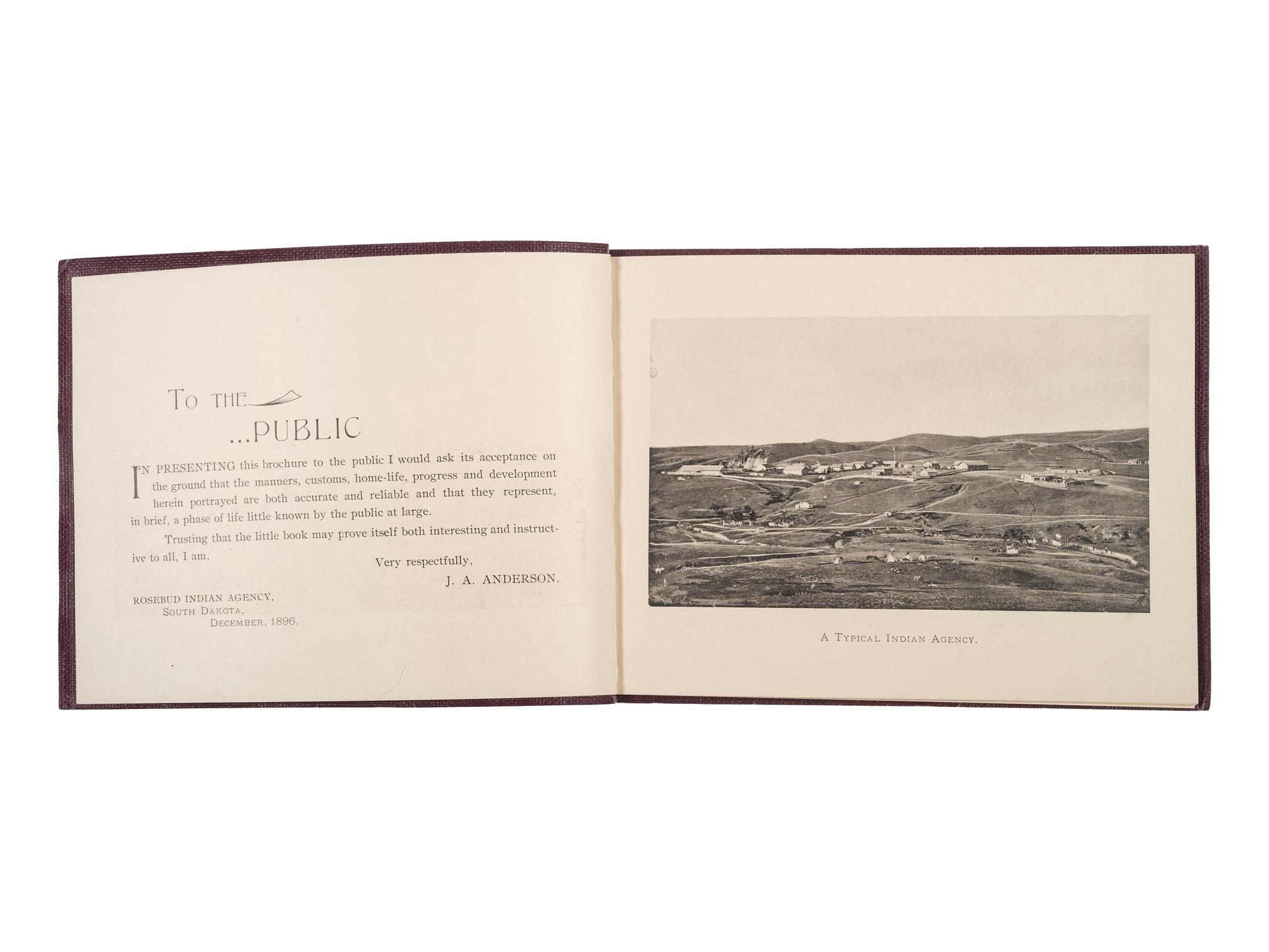 [NATIVE AMERICANS]. ANDERSON, John Alvin (1869-1948). Among the Sioux . Rosebud Agency, SD: J.A. Anderson, 1896.