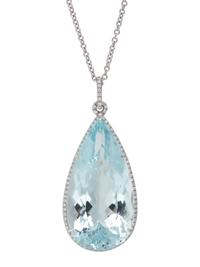 AQUAMARINE AND DIAMOND PENDANT/NECKLACE