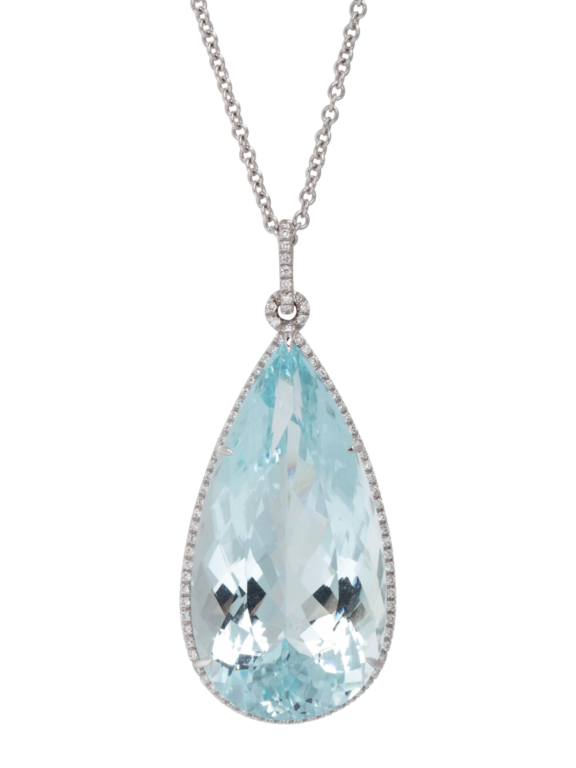 AQUAMARINE AND DIAMOND PENDANT/NECKLACE
