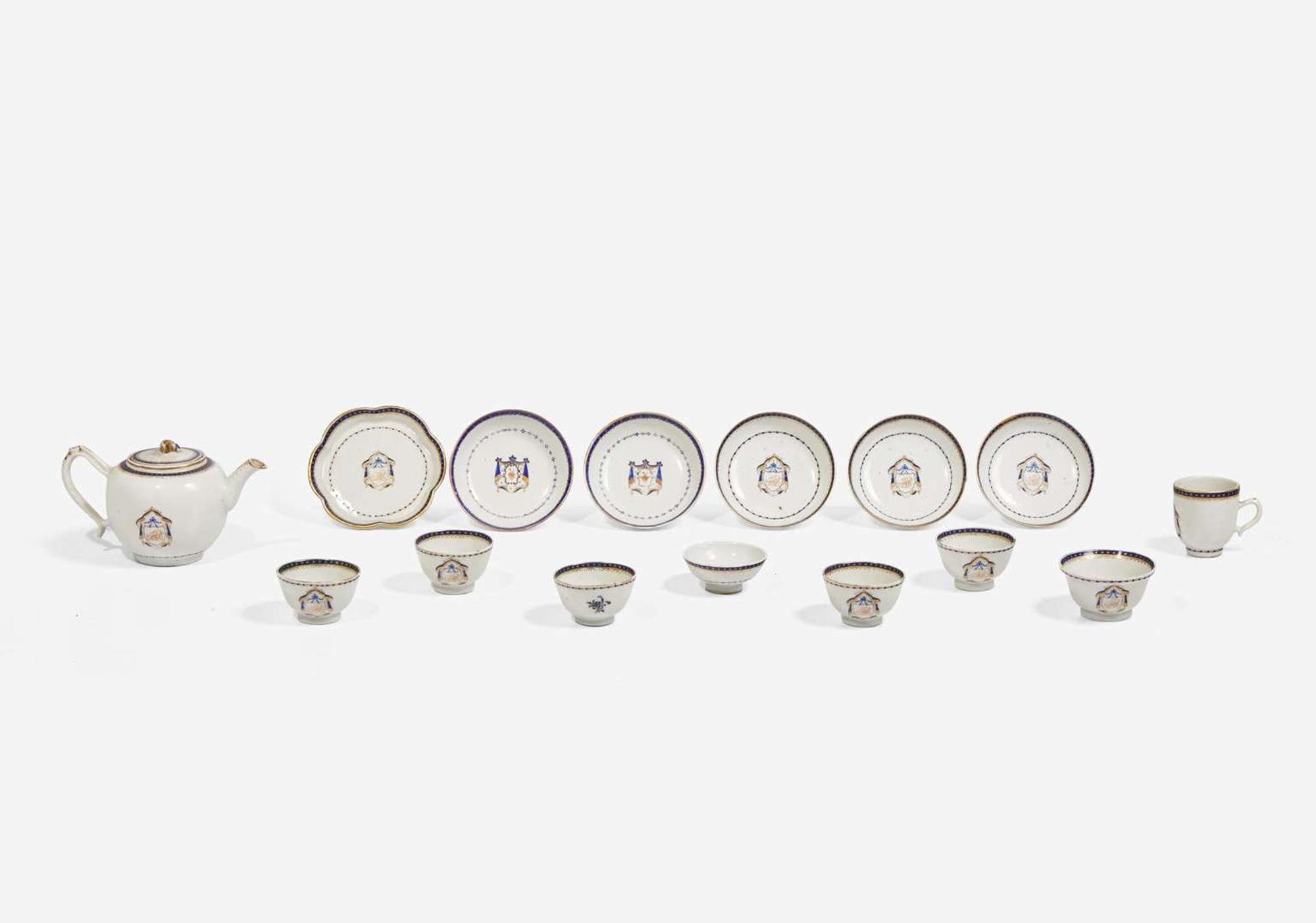 A miniature Chinese Export armorial porcelain tea service, late 18th century
