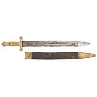 Aged Reproduction US Model 1832 Foot Artillery Sword with Scabbard