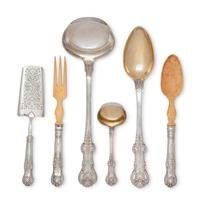 An Extensive Russian Silver and Silver-Gilt Flatware Service in Original Fitted Case