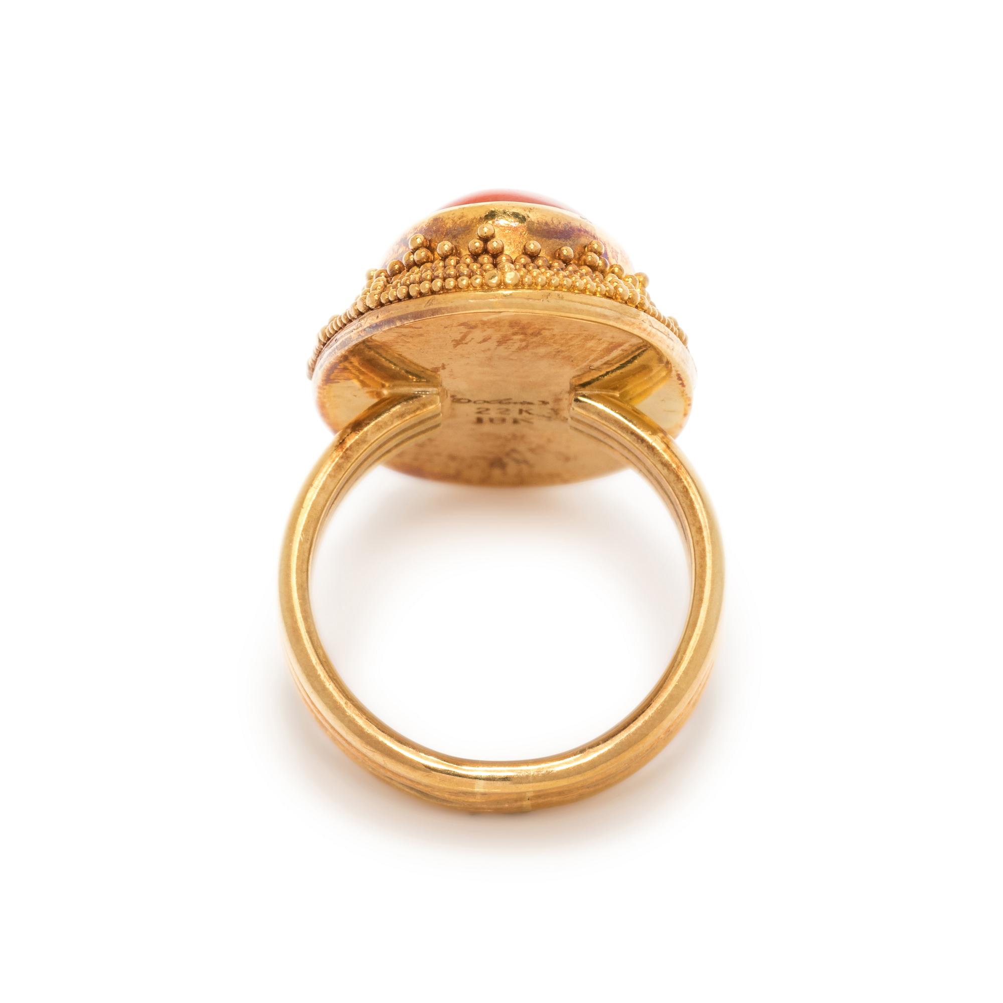 LUNA FELIX GOLDSMITH, YELLOW GOLD AND CORAL RING