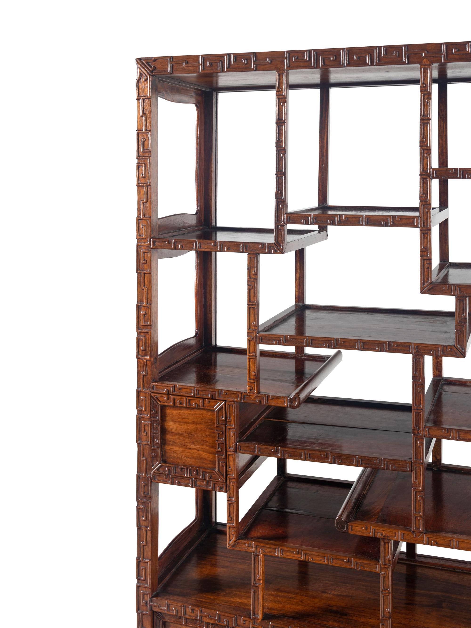 A Chinese Marble Inset Huanghuali Display Cabinet, Duobaoge