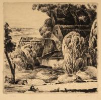 A Group of Works by Various Artists, , including Cottage by the Stream by Adolphe Beaufrère (French, 1876-1960), The Tumble by Edmund B