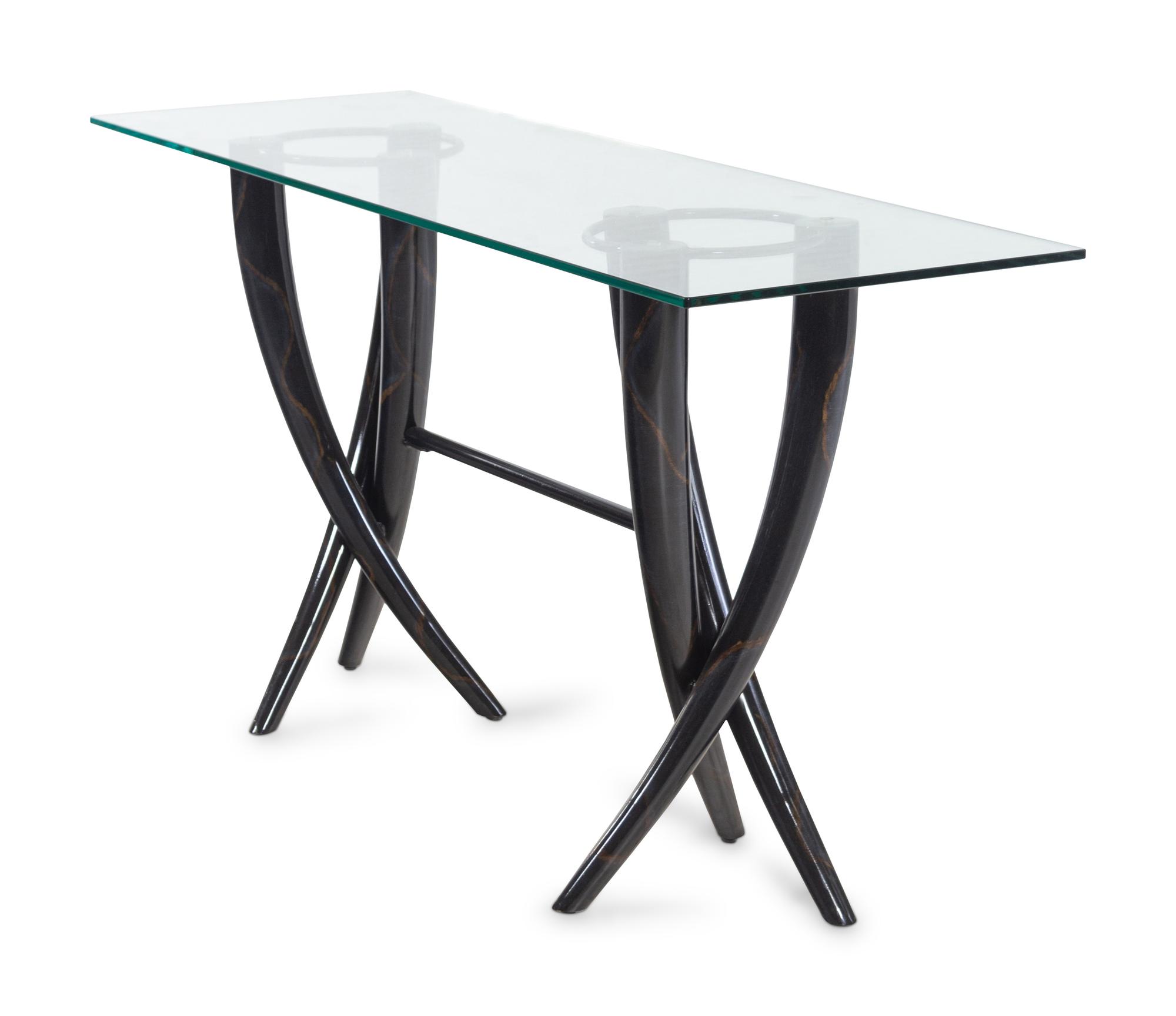 A Contemporary Enameled Metal and Glass Console Table