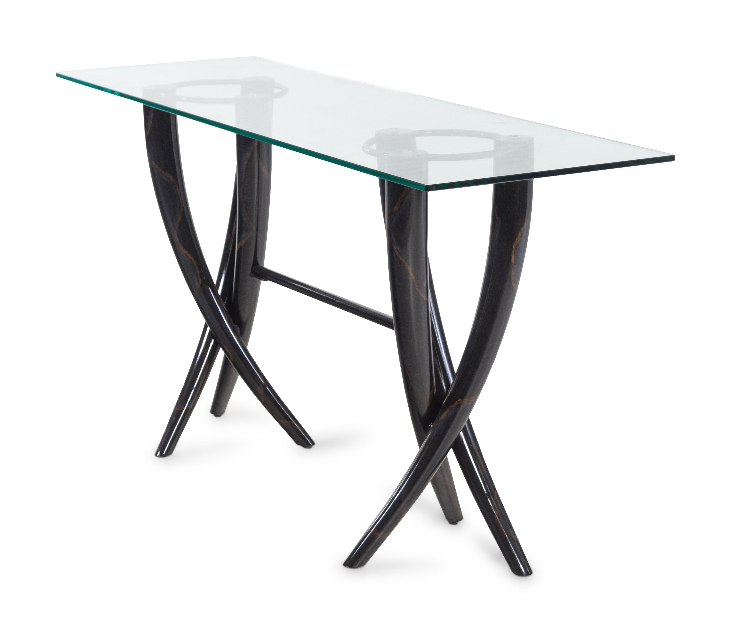 A Contemporary Enameled Metal and Glass Console Table