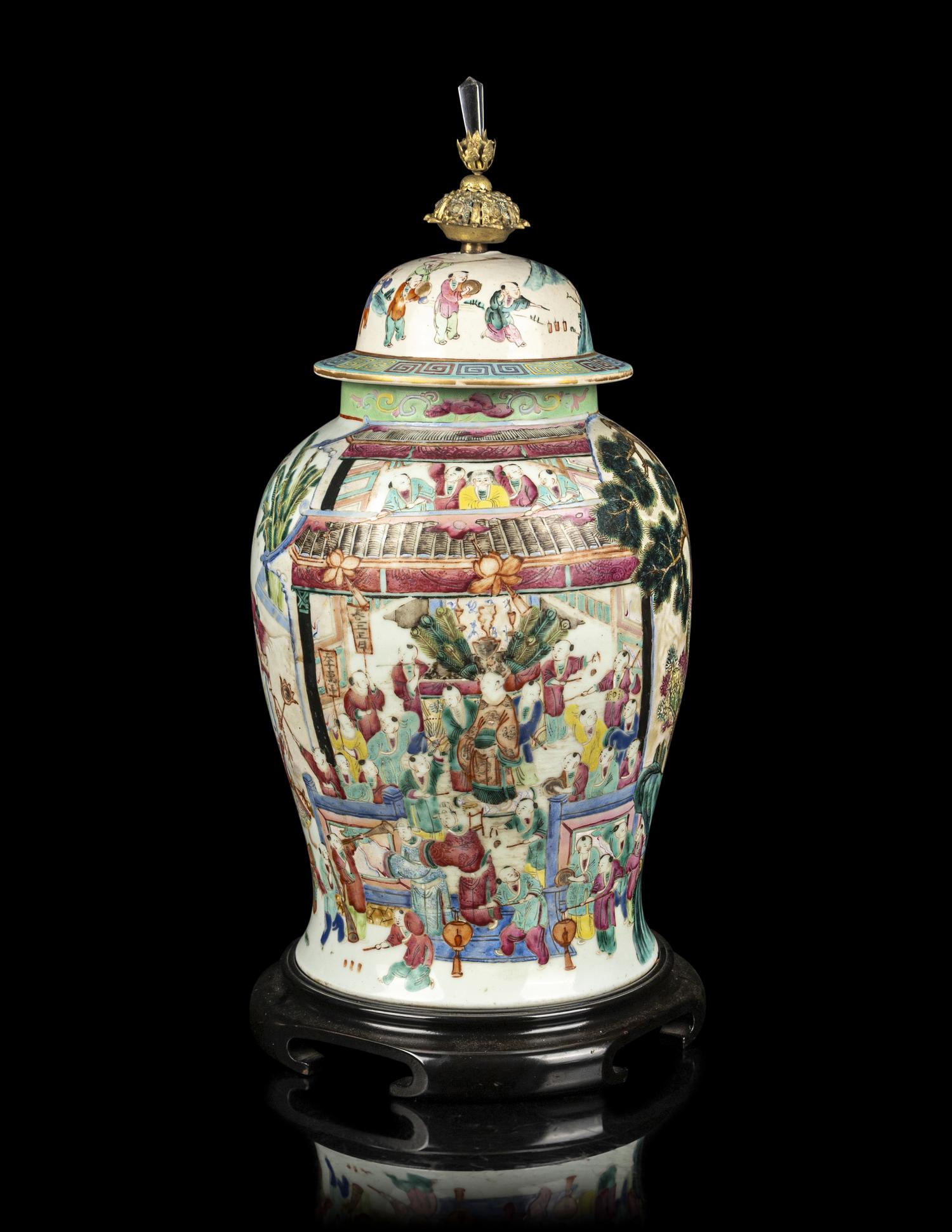 A Large Chinese Famille Rose Porcelain Covered Jar